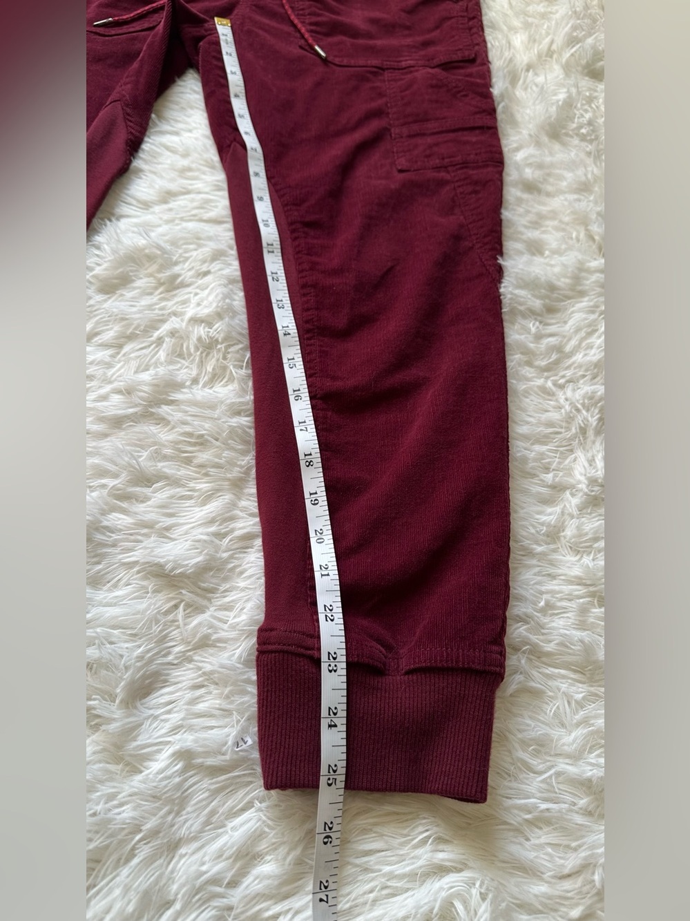Anthropologie Corduroy Joggers Small Burgundy Cargo Utility Pull On Boho Lounge - Picture 9 of 11